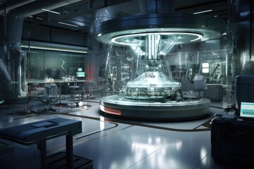 futuristic lab setup for nuclear battery research