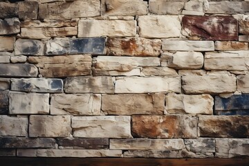 Fond de texture de mur de brique crème et blanche. Maçonnerie et revêtement de sol en pierre à l'intérieur de la conception de vieux modèles de roche, ia