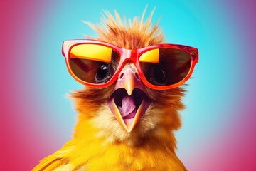 Cheerful Feathered Friend with Sunglasses