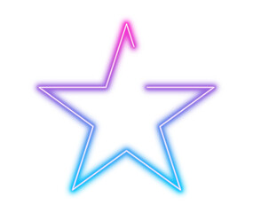 Transparent modern neon star shape in purple and pink