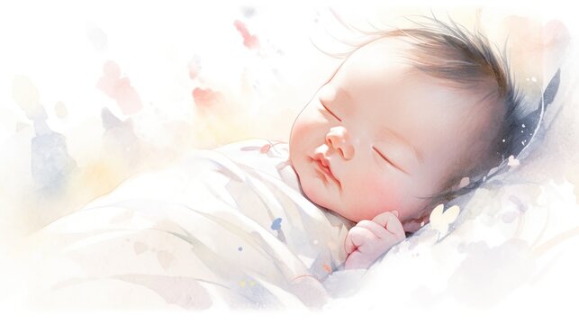 Cute Japanese Baby with Colorful Background Elements AI Generated