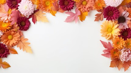 Autumn Frame with Chrysanthemum Background AI Generated