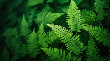 Fototapeta na wymiar Green Fern Wallpaper A Natural and Botanical Design with a Feathery Texture and a Blurred Background AI Generative