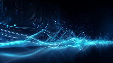 Fototapeta na wymiar Futuristic Data Visualization Digital Technology Network on Dark Blue Neon Background