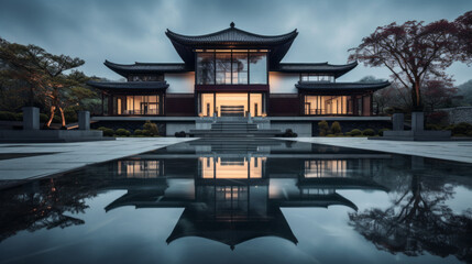 a large modern house in the style of ancient China