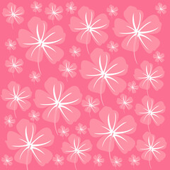 Fototapeta na wymiar Print PINK FLOWERS ON PINK BACKGROUND ILLUSTRATION DESIGN