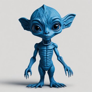 pequeno alienigena azul, olhos brilhantes
