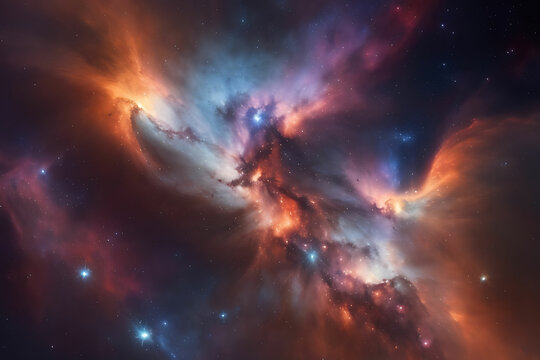 They marveled at the beauty of a nearby nebula, its swirling clouds of gas and dust like an abstract painting in the cosmos.