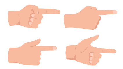 Pointing hands vector collection - Set of illustration with hand pointing with finger. Flat design with white background