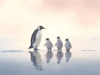 Gemeinsam durchs Eis: Die reizende Pinguinfamilie