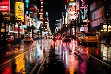 Deurstickers Las Vegas Neon night street of Las Vegas. Urban landscape. Generative AI