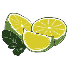 green lemon cut into slices