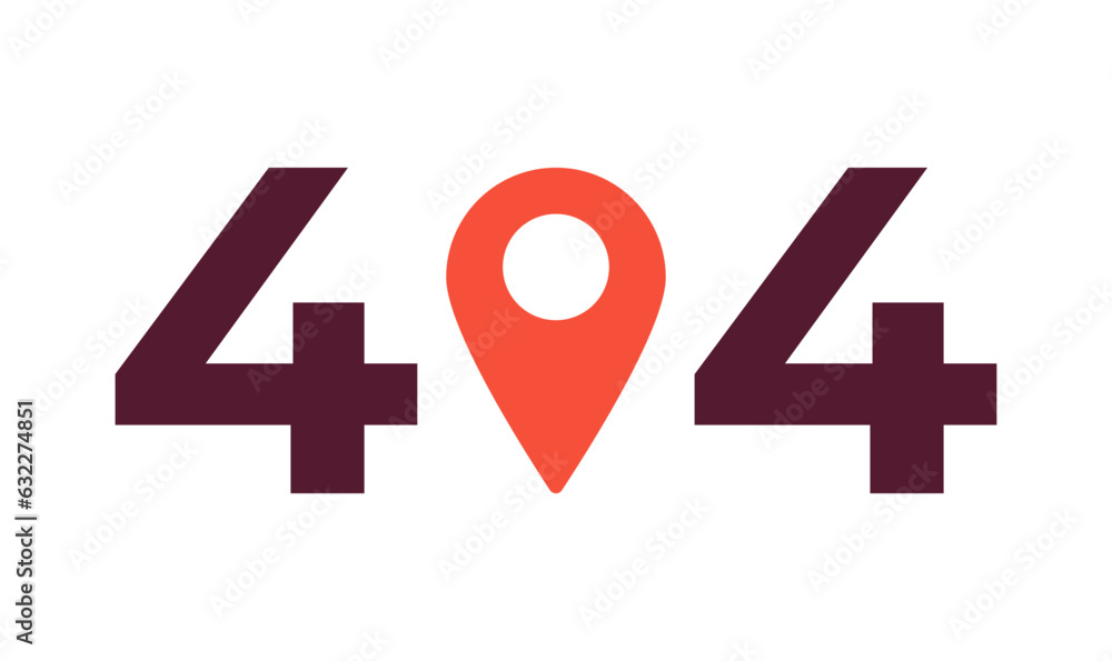 Poster red gps pin error 404 flash message. navigator pointer. empty state ui design. page not found popup 