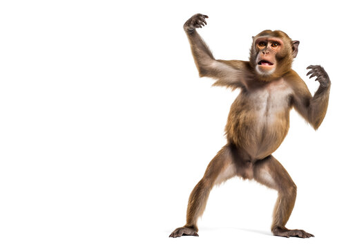 excited primate dancing isolated background, png