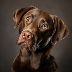 Clipart - a cute dog's face up close against a dramatic black background