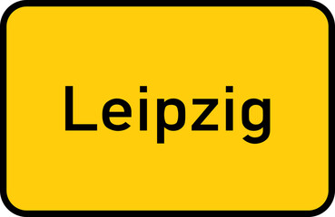 Fototapeta premium City sign of Leipzig - Ortsschild von Leipzig