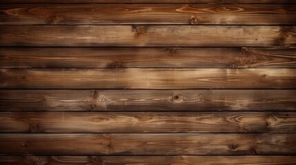 Old brown rustic dark grunge wooden timber wall or floor or table texture - oak wood background banner, with vignette Generative Ai