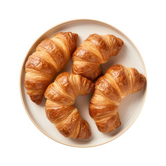 Delicious Plate of Croissants Isolated on a Transparent Background