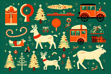 Generative AI background illustration with typical Christmas motifs