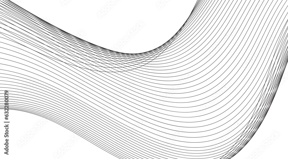 Poster lines wave abstract stripe design. curvy white surfaces. modern abstract background. digital frequen