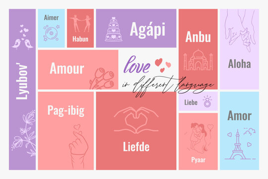 Love In Different Language!!
Concept of creating love in different language which comes to core thing of affectionate, passion, memory. Elegant pastel colors with layout split. 