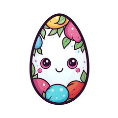 Fototapeta premium Adorable Kawaii Easter Egg Sticker, AI-Rendered