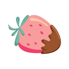 bright sweet juicy strawberries and delicious chocolate. Vector illustration.