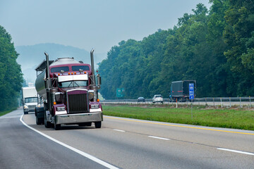 Burgundy Tanker Truck On Tennessee Interstate Highway