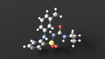 torasemide molecule, molecular structure, loop diuretics, ball and stick 3d model, structural chemical formula with colored atoms
