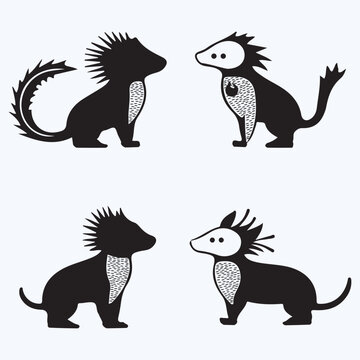 Axolotl silhouettes and icons. Black flat color simple elegant Axolotl animal vector and illustration.	