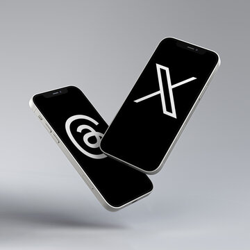 X Twitter Threads Logo Smartphone Display Schweben
