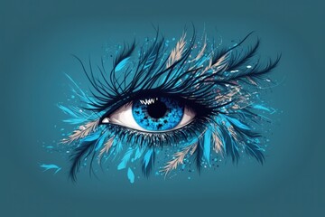 Abstract realistic eye digital artwork illustration close up minimal. Colourful fashionable futuristic style. Contemporary trendy surreal eye background for interior design