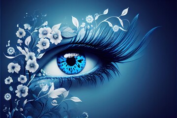 Fototapeta premium Abstract realistic eye digital artwork illustration close up minimal. Colourful fashionable futuristic style. Contemporary trendy surreal eye background for interior design