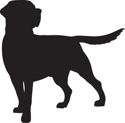 Labrador Vector silhouette, Dog vector silhouette, black color dog silhouette