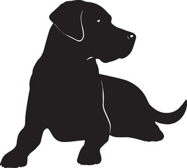 Labrador Vector silhouette, Dog vector silhouette, black color dog silhouette