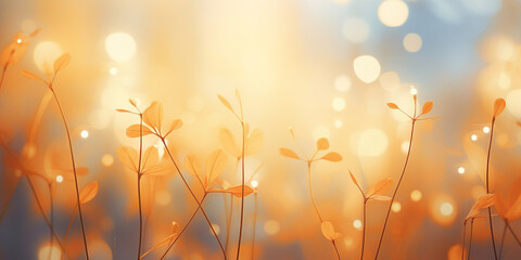 Dreamy Autumn Glow Soft and warm meadow backdrop with golden bokeh, capturing the idyllic beauty of seasonal transition