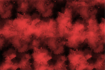 Red splash of color isolated on transparent dark background. Abstract red powder explosion with particles. Colorful dust cloud explode, paint holi, mist splash effect. Realistic vector illustration