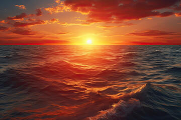 landscape of a beautiful sunset on the sea
