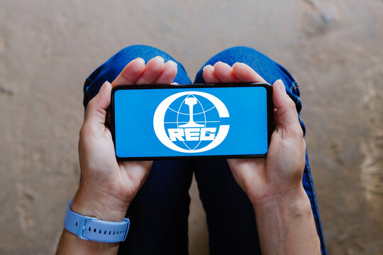 August 7, 2023, Brazil. In this photo illustration, the China Railway Engineering Corporation (CRECG) logo seen displayed on a smartphone.
