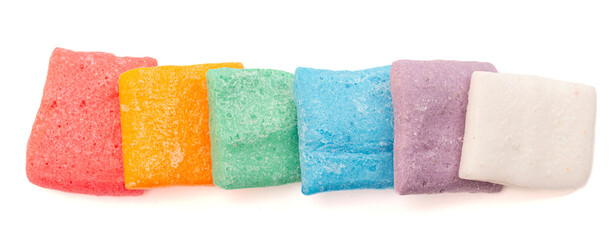 Freeze Dried Candy Fruit Flavored Bar Candies Isolated on White Background