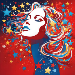 Naklejka premium A happy female figure is a symbol of mental health, happiness, and a relaxed mind