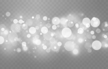 Vector shiny bokeh. Blurred background. Bokeh effect PNG. Christmas background with bokeh PNG. Magic glow, light effect.