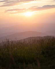 Obraz premium Last Evening Light at Max Patch in the Mountains of Western North Carolina