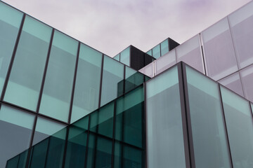 Modernist glass building in the city of Copenhagen