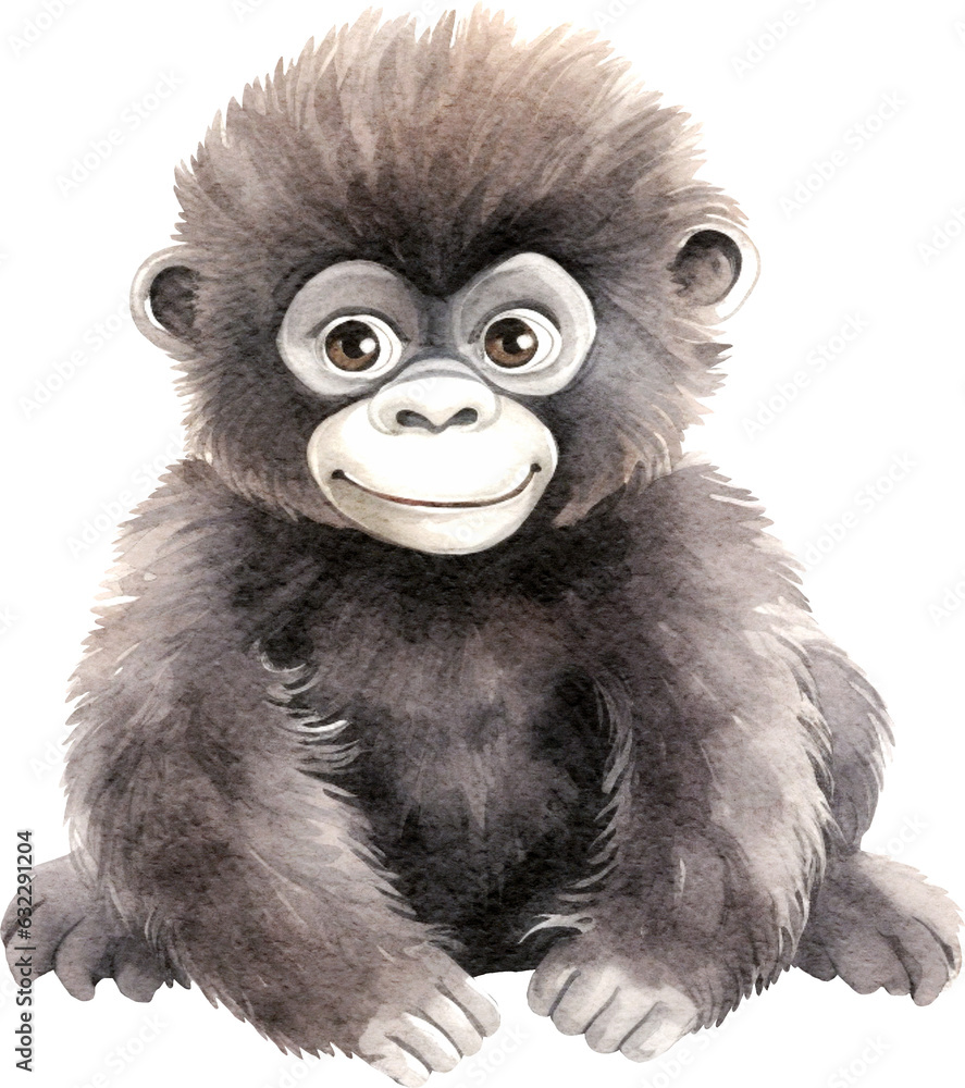 Poster gorilla character cartoon illustration created with generative ai technology
