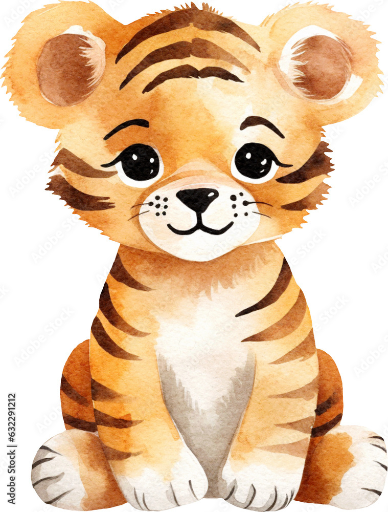 Poster Tiger character cartoon illustration created with Generative AI technology