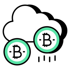 A perfect design icon of cloud bitcoin 