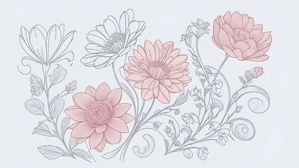 Foto op Plexiglas Painting of flowers with white background. Digital art. ©  RM Creative