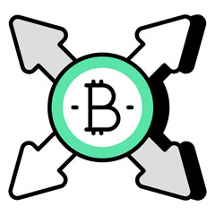 An icon design of bitcoin directions