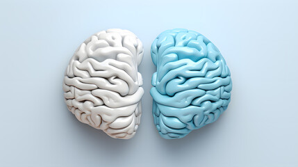 Human brain 3D model on blue background